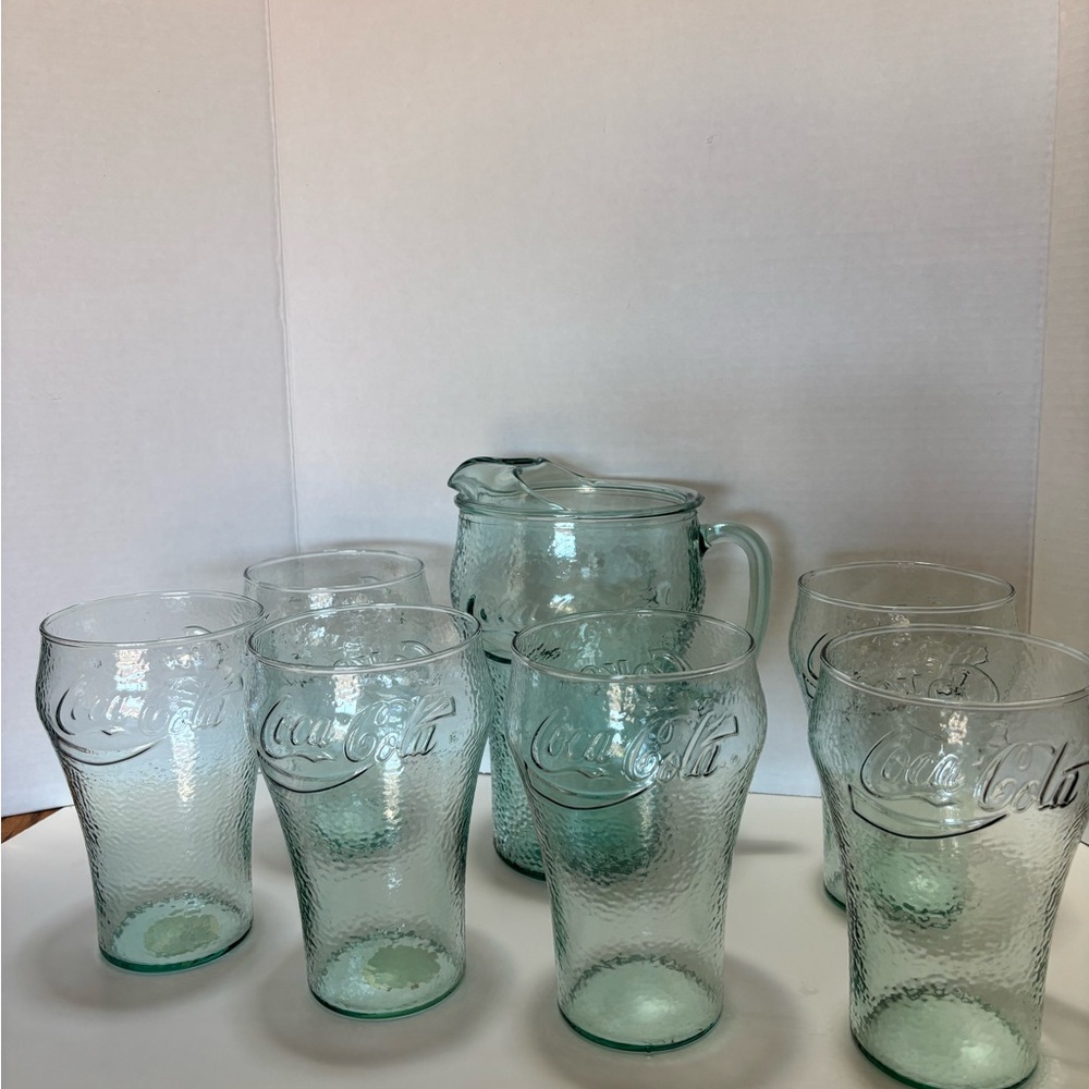 Vintage Coca Cola Green Pebble Glass Drinkware Collection